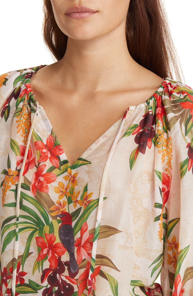 Tommy Bahama Villa Views Floral Split Neck Cotton & Silk Blouse, Alternate, color,
