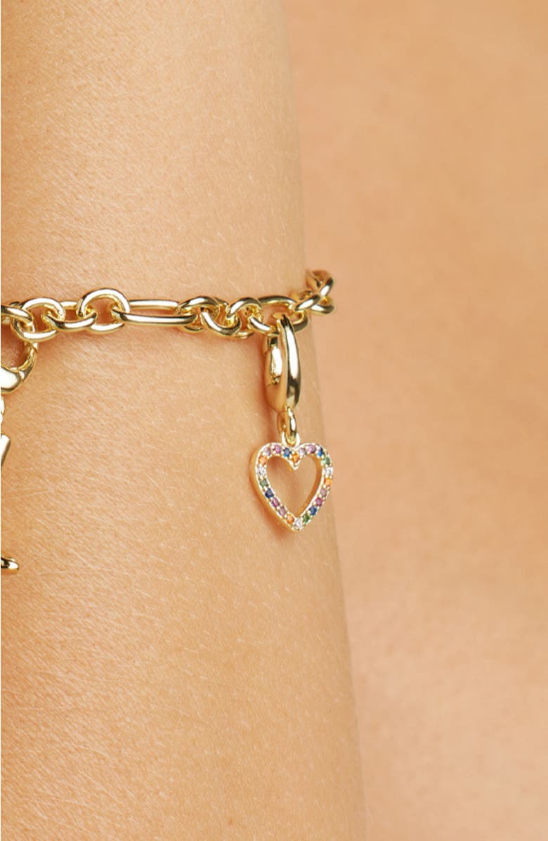 Untamed Petals Heart Charm, Alternate, color, Gold