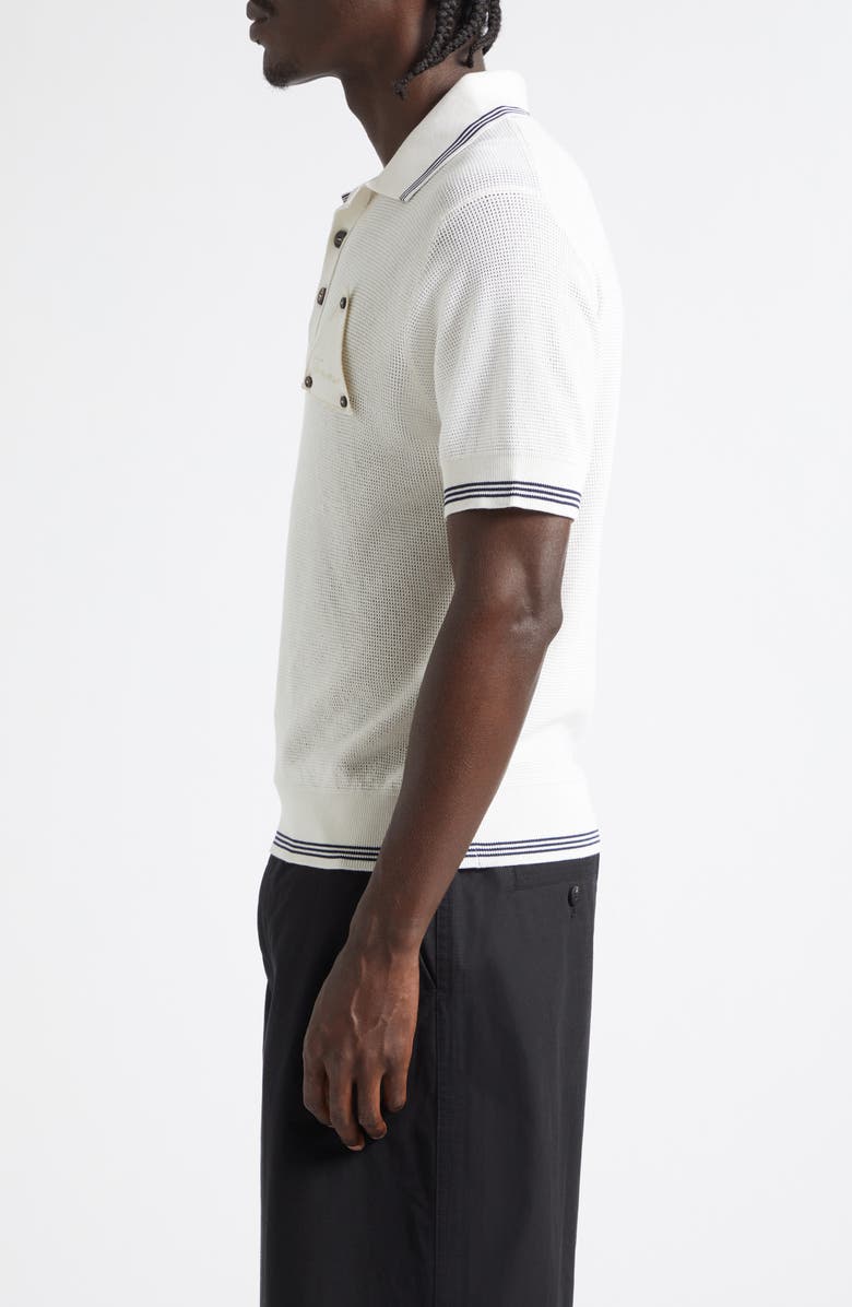 Jacquemus Le Polo Voilier Sailboat Patch Silk & Cotton Polo, Alternate, color, White 100