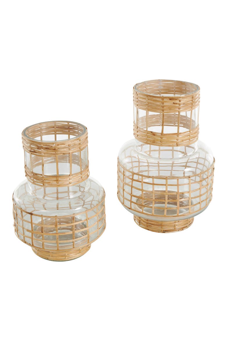 Set Of 2 Glass Vases, Alternate, color, CLEAR