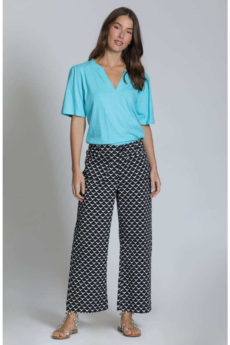 Print Wide Leg Ankle Jeans, Alternate, color, BLACKWHITE