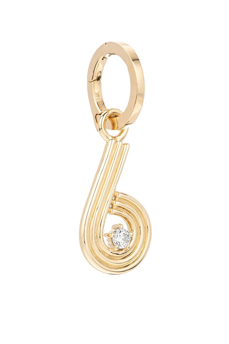 Groovy Number Charm Pendant, Main, color, YELLOW GOLD/ DIAMOND-6