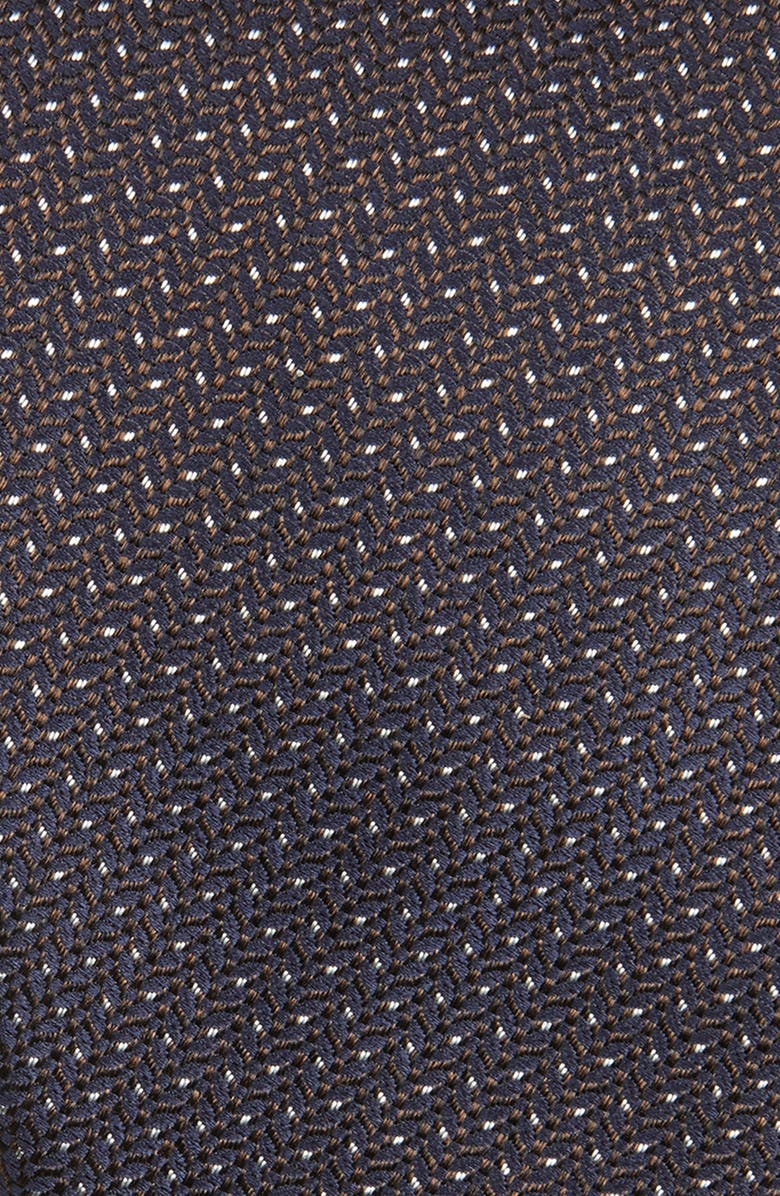 Canali Neat Silk Tie, Alternate, color, Dark Brown