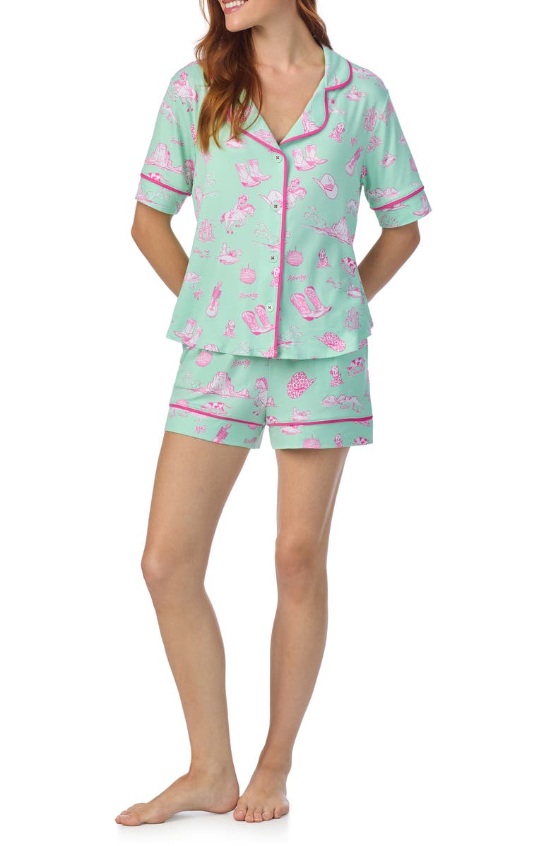 Room Service Pjs Print Short Pajamas, Alternate, color, Mint Print