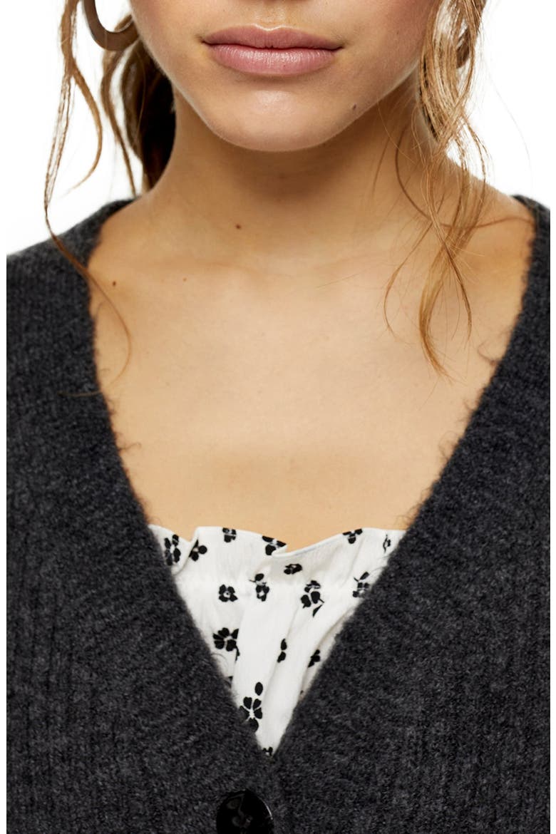 Ribbed Cardigan, Alternate, color, GREY