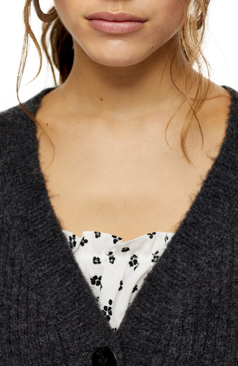 Topshop Ribbed Cardigan, Alternate, color,