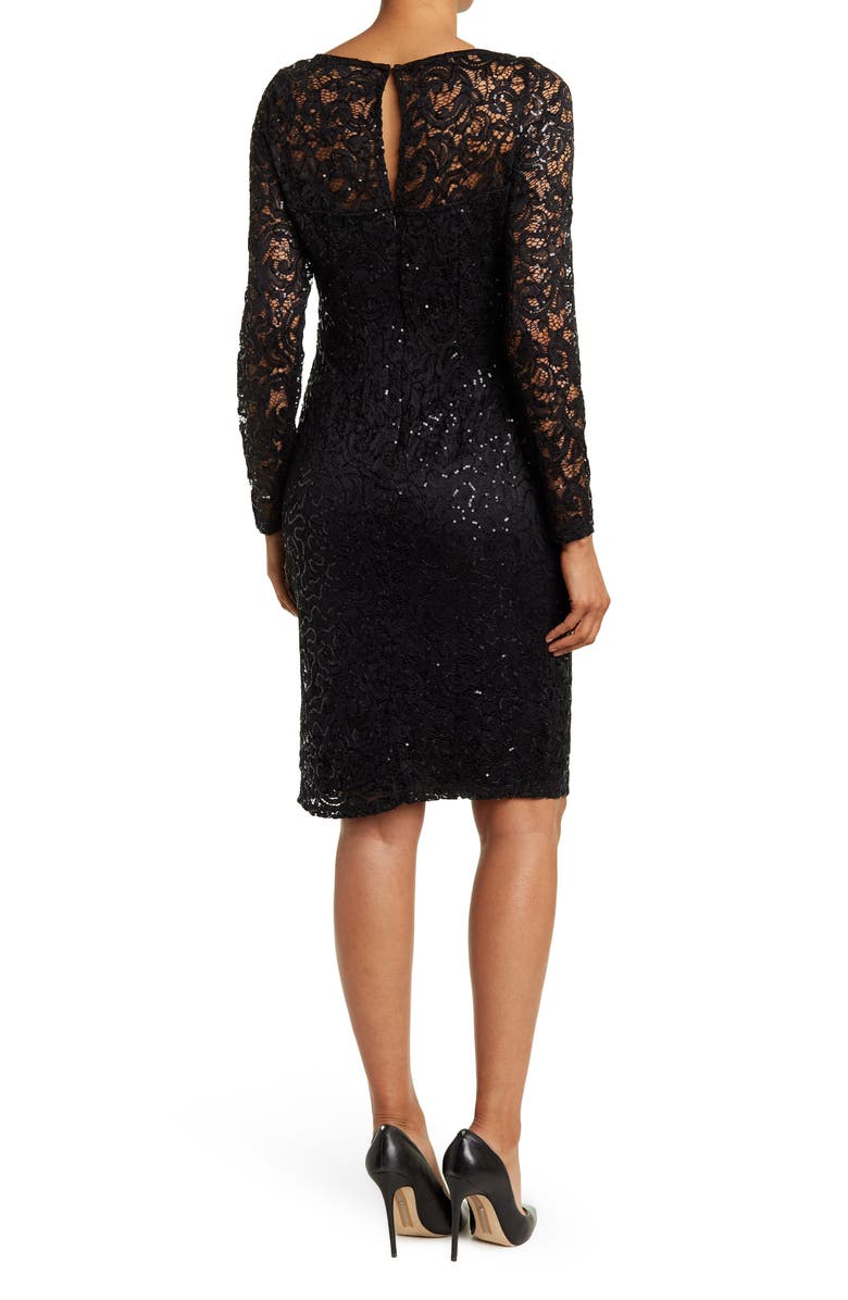Marina Illusion Yoke Sequin Lace Sheath Dress, Alternate, color,
