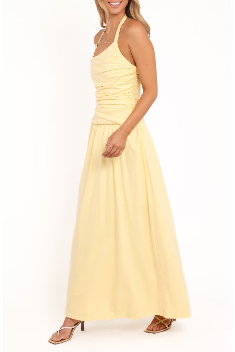 Emalia Asymmetric Halter Cotton Maxi Dress, Alternate, color, PALE YELLOW