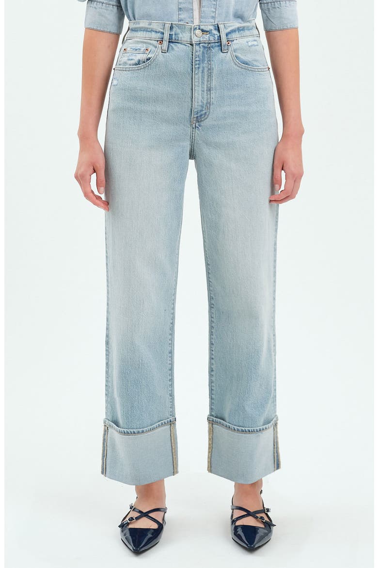 Eastside High Waist Cuff Crop Straight Leg Jeans, Main, color, CHERISH