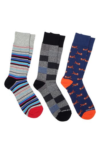 Unsimply Stitched 3pk Crew Socks In Multi Gray