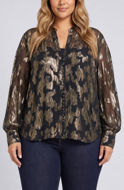 Anika Metallic Jacquard Blouse