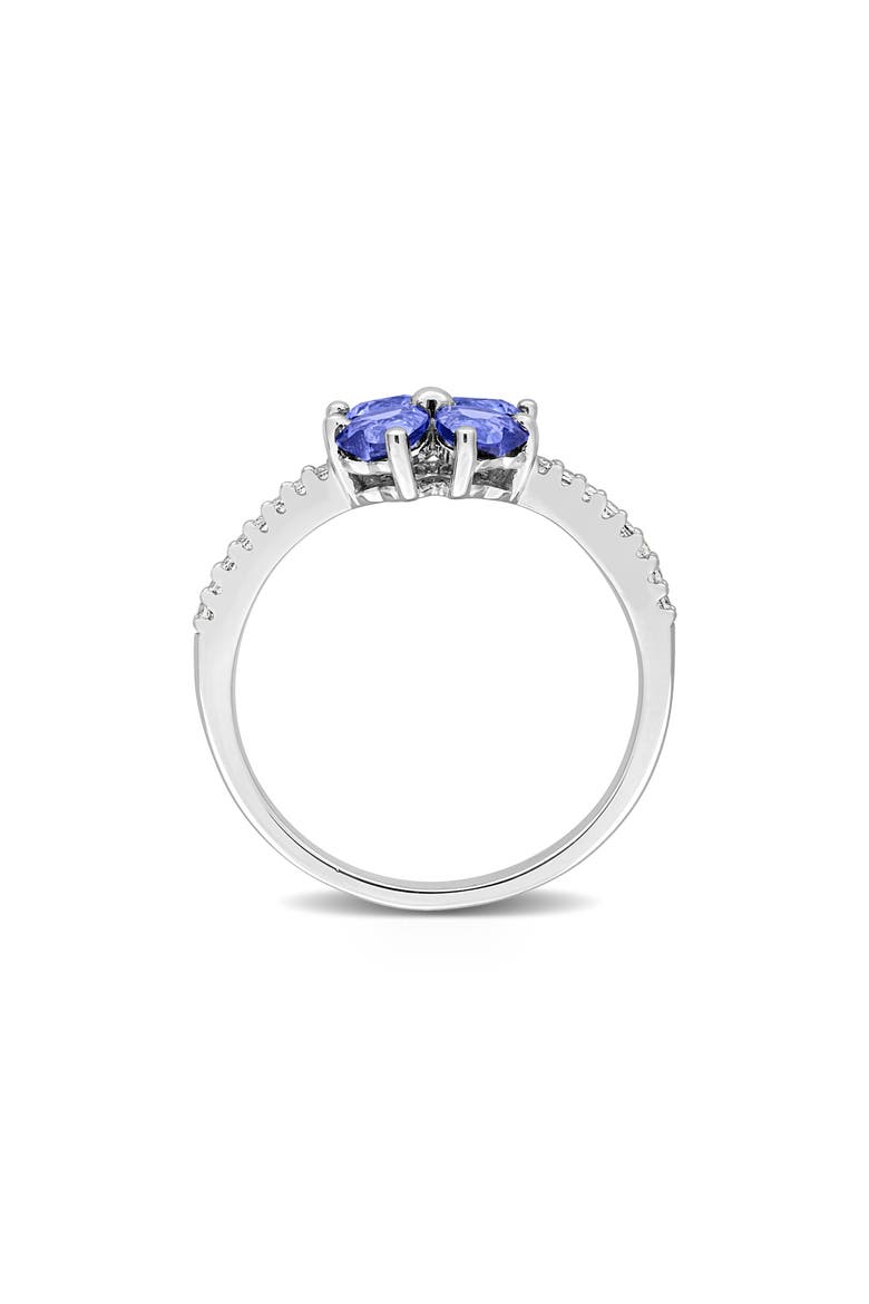 Lab Created Sapphire Flower Heart Ring, Alternate, color, BLUE