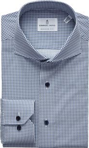 Emanuel Berg Geometric Poplin Modern Fit Stretch Dress Shirt