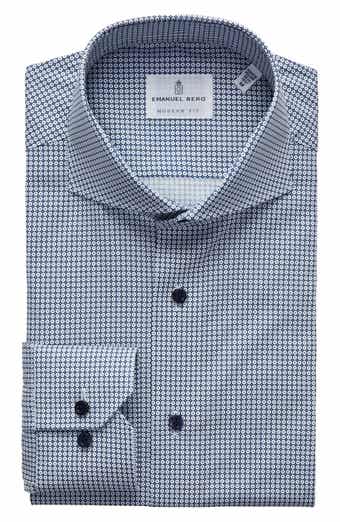 Emanuel Berg Geometric Poplin Modern Fit Stretch Dress Shirt