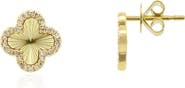 The Lovery Fine Jewelry Fluted Gold Diamond Clover Stud Earrings