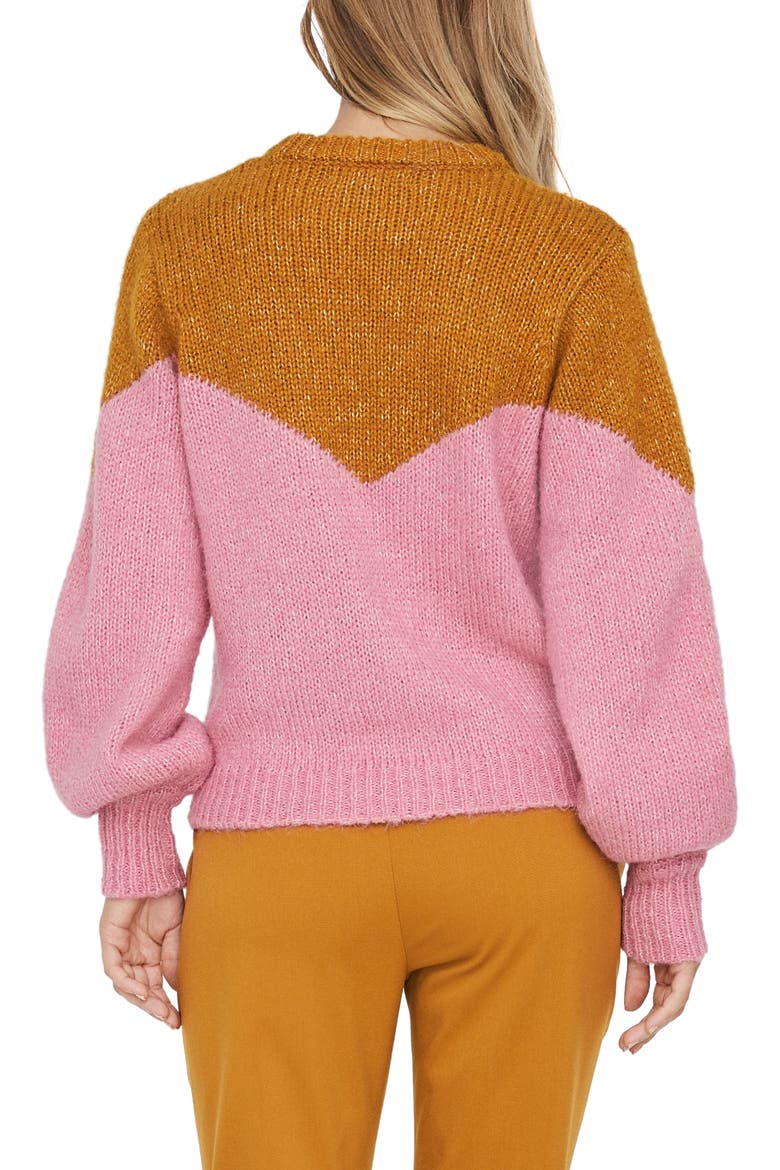 Winnie Intarsia Sweater, Alternate, color, BUCKTHORN BROWN/ WILD ROSE