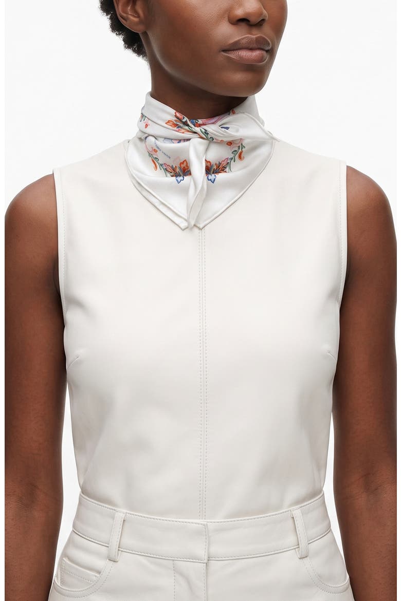Dawn Garden Double Sided Silk Scarf, Alternate, color, White