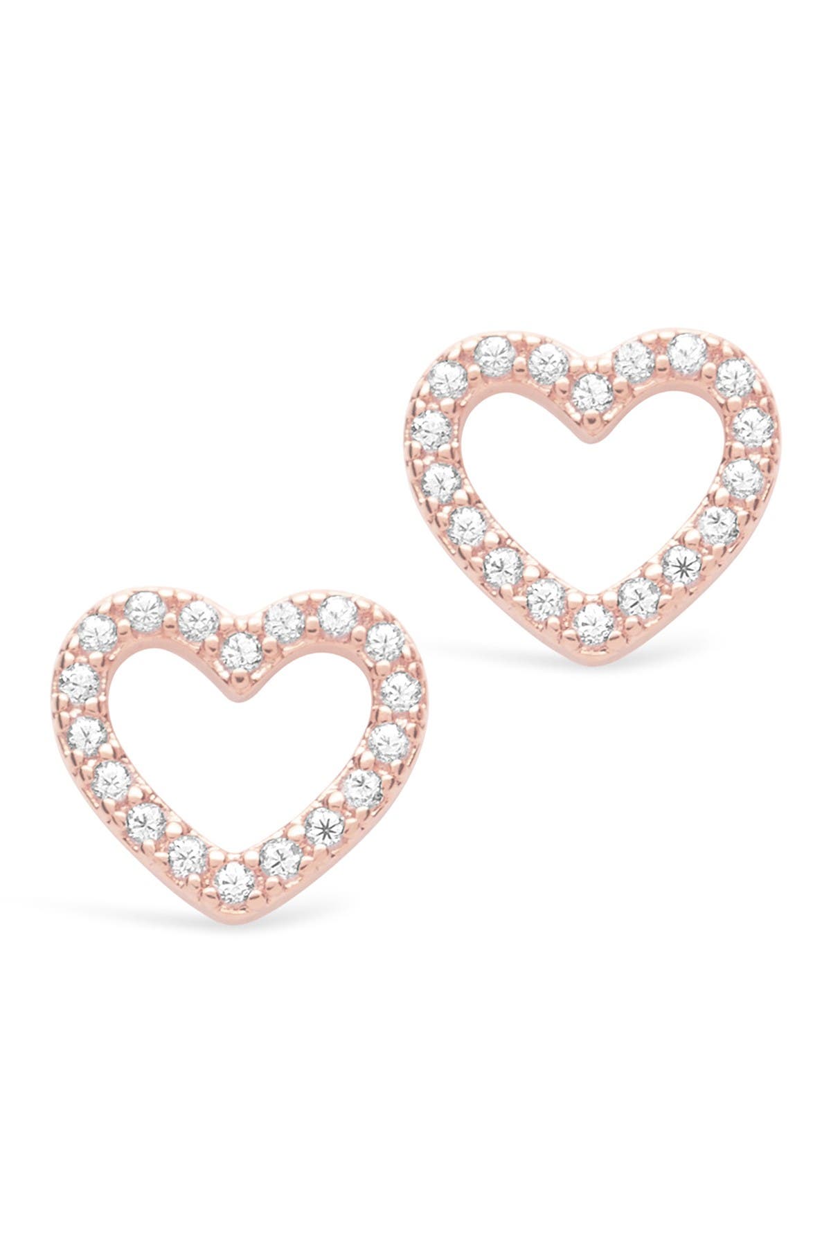 Sterling Forever 14K Rose Gold Vermeil CZ Heart Stud Earrings (Women ...