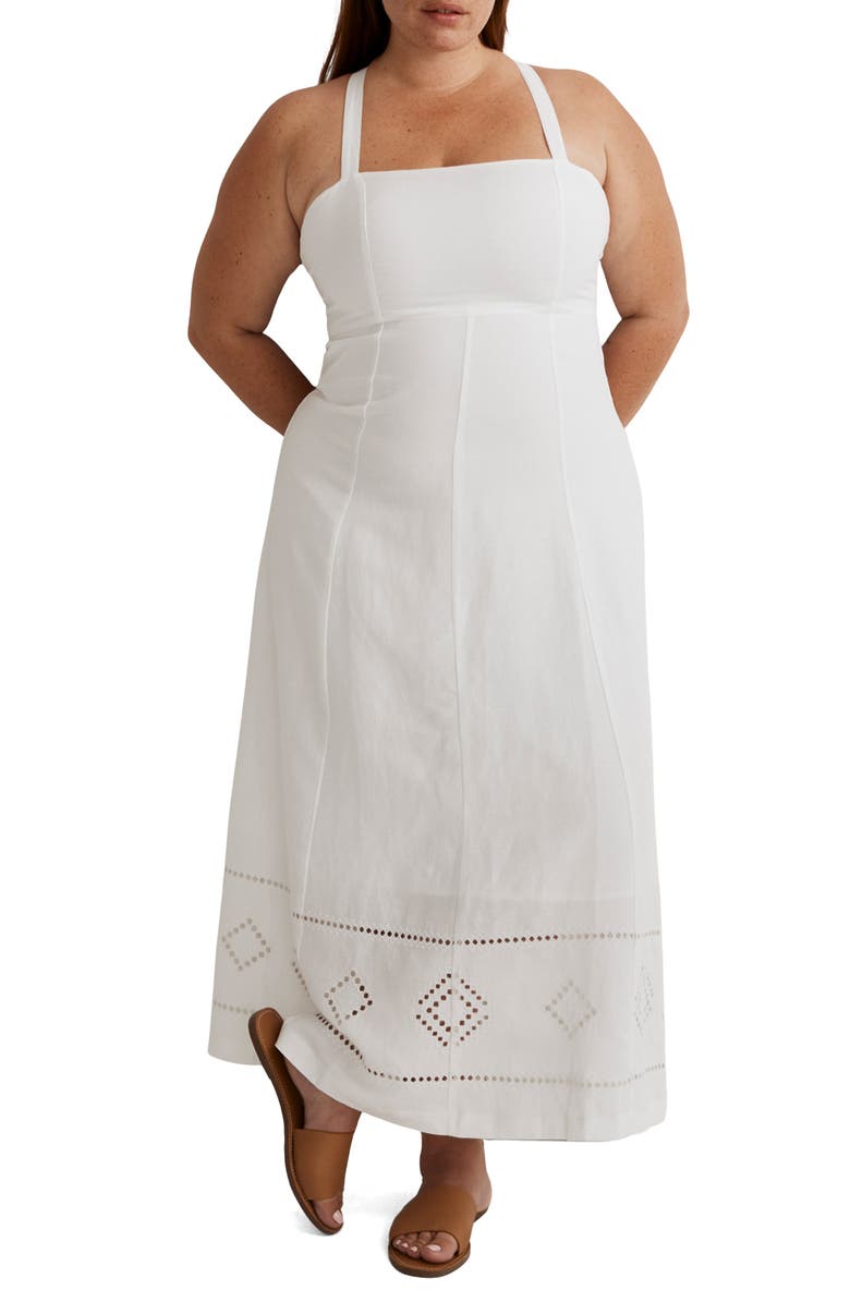 Madewell Tie Back Linen Blend Maxi Dress, Main, color, 