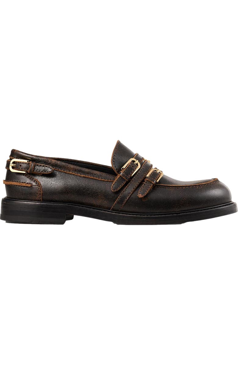 SANDRO Distressed leather loafers, Main, color,