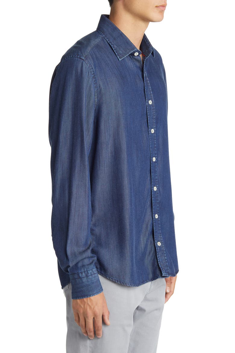 Denim Button-Up Shirt, Alternate, color, INDIGO