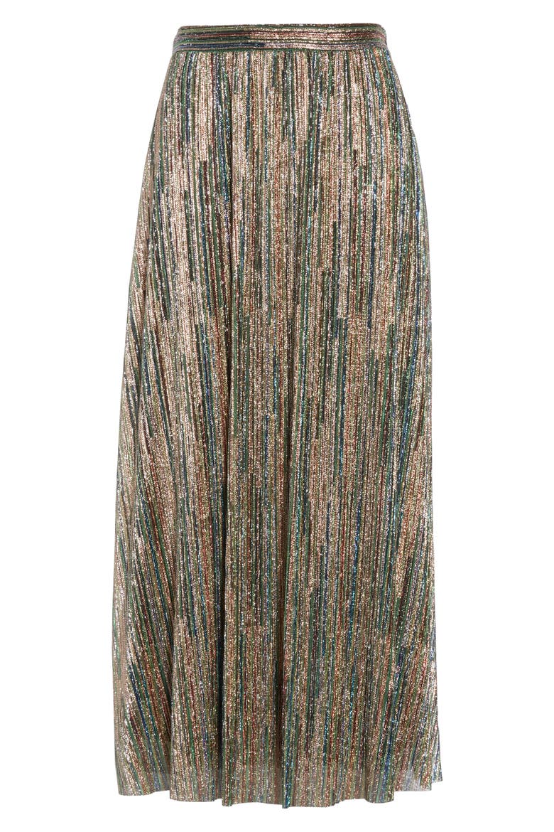Suzon Metallic Midi Skirt, Alternate, color, VERT