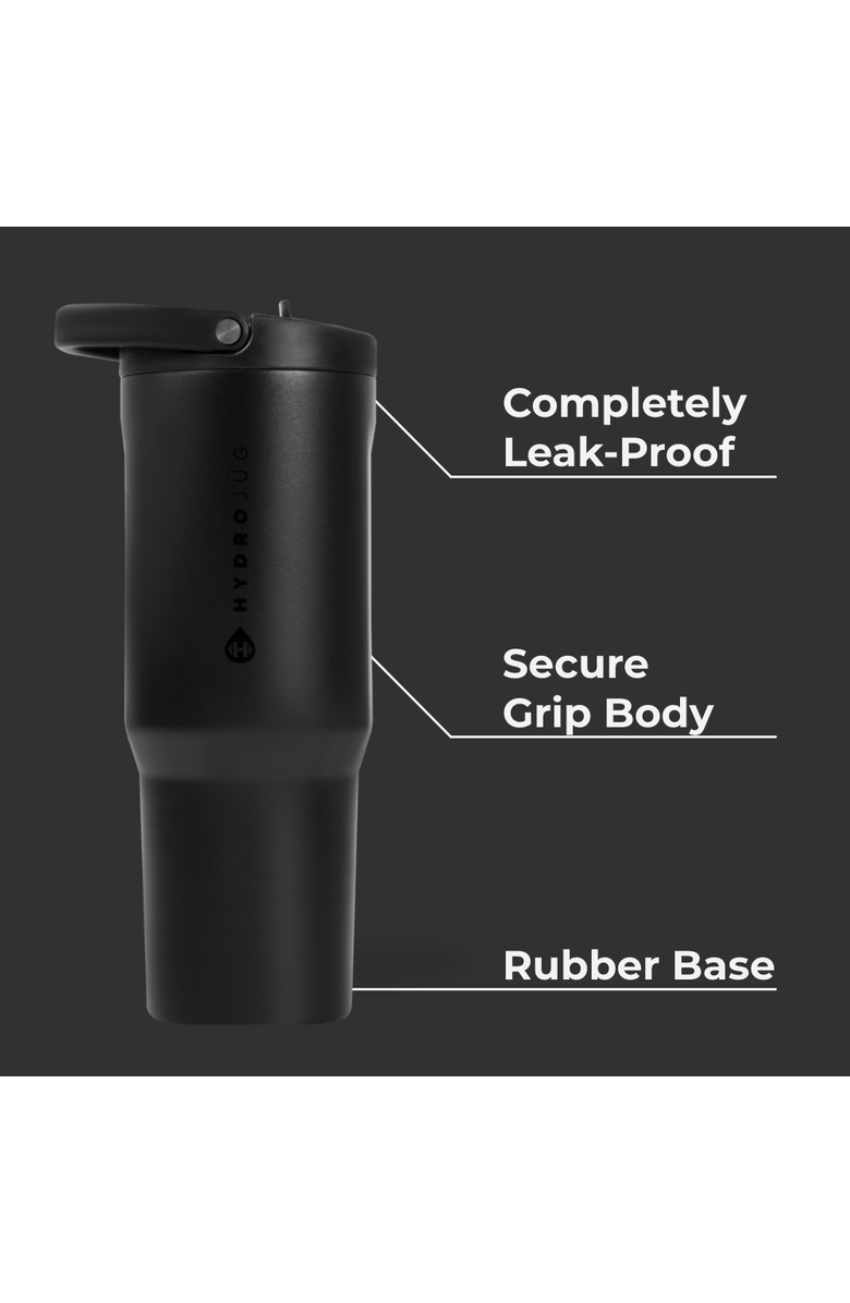 HydroJug Sport Insulated Stainless Steel Water Bottle with Flip Straw and Swivel Handle for Gym & Outdoors, Alternate, color, Black