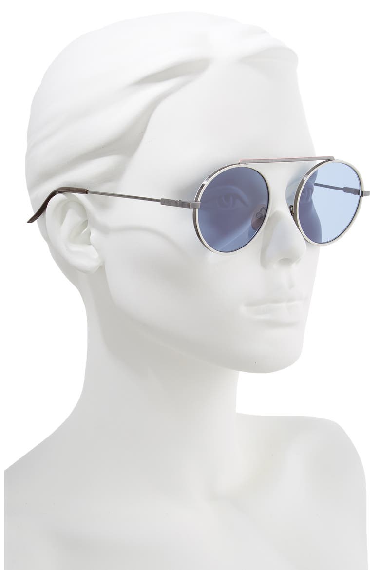54mm Round Sunglasses, Alternate, color, RUTHENIUM/WHTE