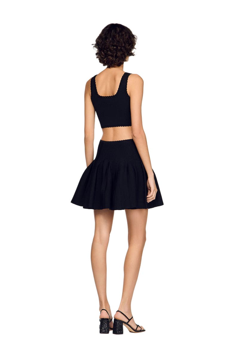 SANDRO Cropped decorative knit sweater, Alternate, color, Black