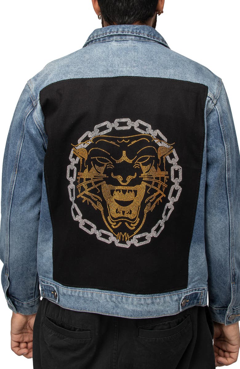 XRAY Tiger Chain Patch Denim Jacket, Alternate, color, 