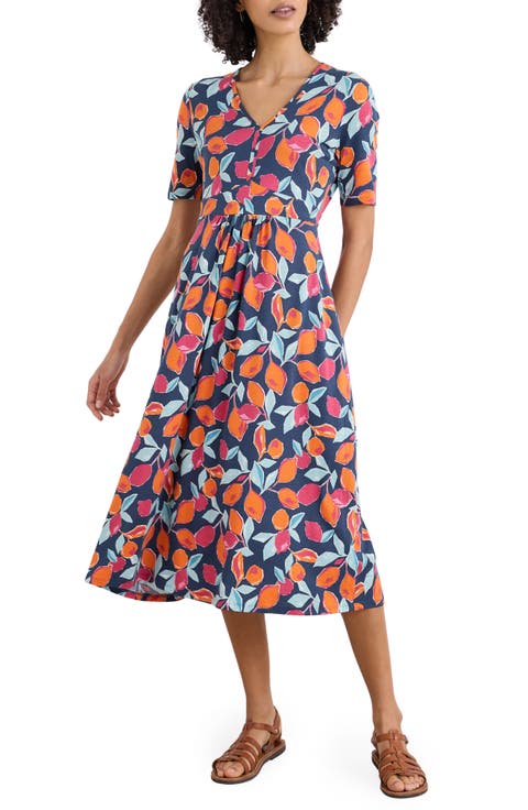 Carwynnen Citrus Print Midi Dress