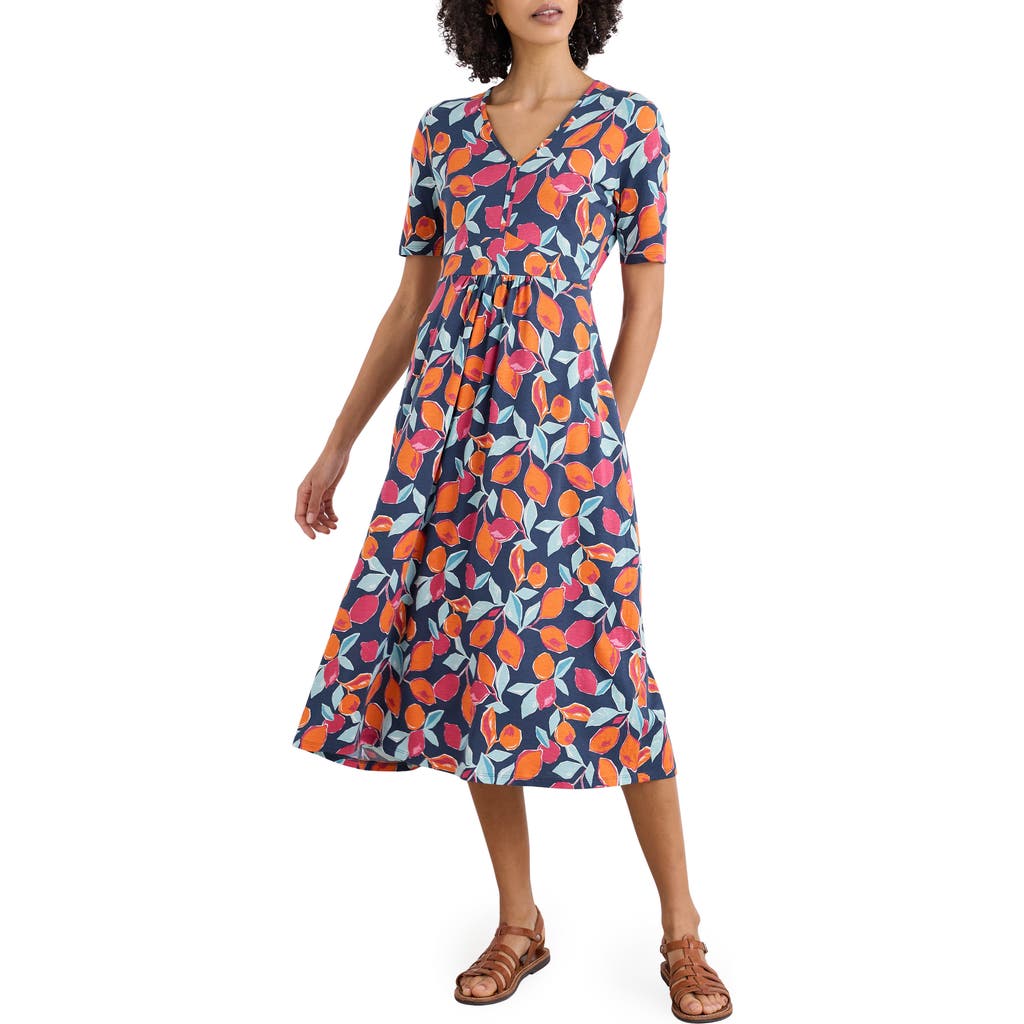 Seasalt Cornwall Carwynnen Citrus Print Midi Dress In Blue