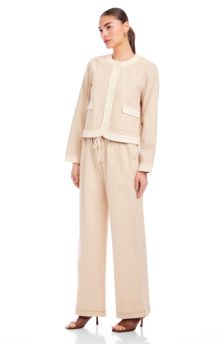 FIFTEEN TWENTY Myra Stripe Contrast Trim Crop Jacket, Alternate, color, Khaki/ Cream