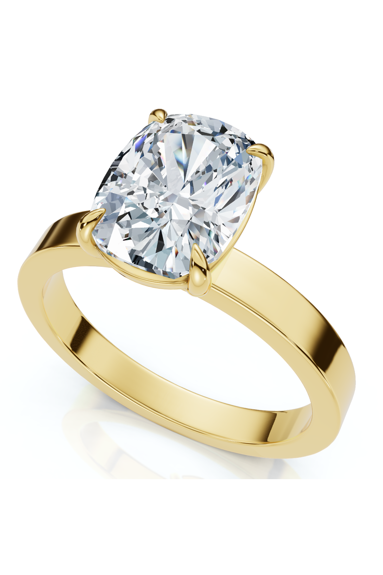 Certified 2Ct Cushion Diamond Cigar Band Engagement Ring 14k Gold Lab Grown, Alternate, color, 14k Yellow Gold