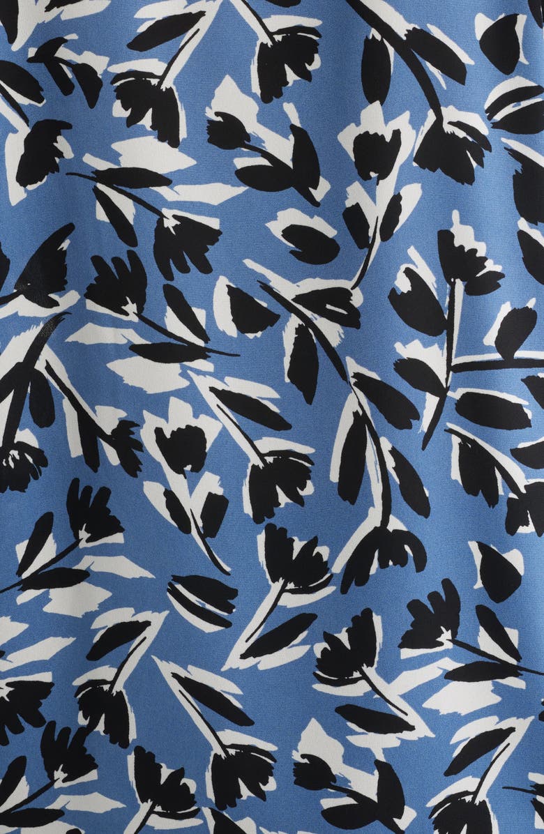 AK ANNE KLEIN Abstract Floral V-Neck Button-Up Knit Top, Alternate, color, Blue Jay Multi