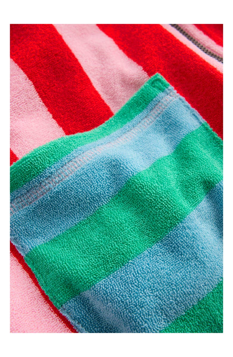 Mini Boden Kids' Romie Towelling Stripe Cover-Up Dress, Alternate, color, Red Multi Stripe