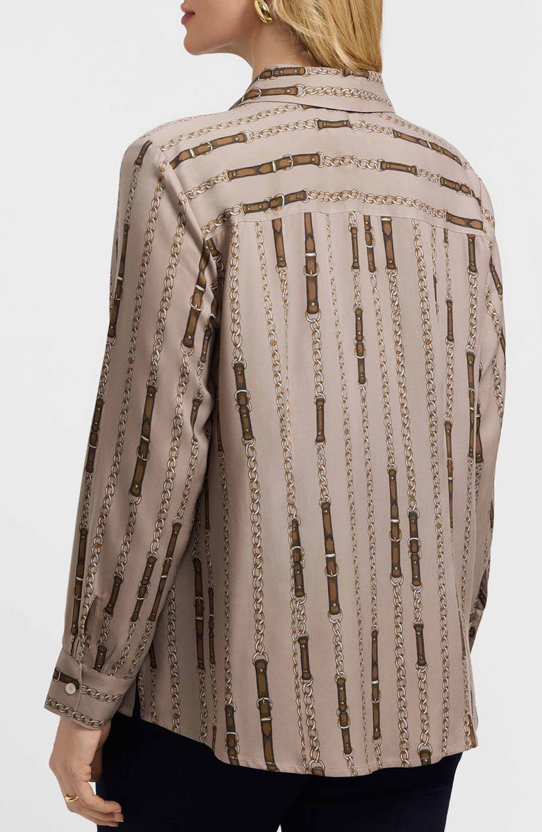 Foxcroft Luna Chain Stripe Button-Up Shirt, Alternate, color, Brown Multi