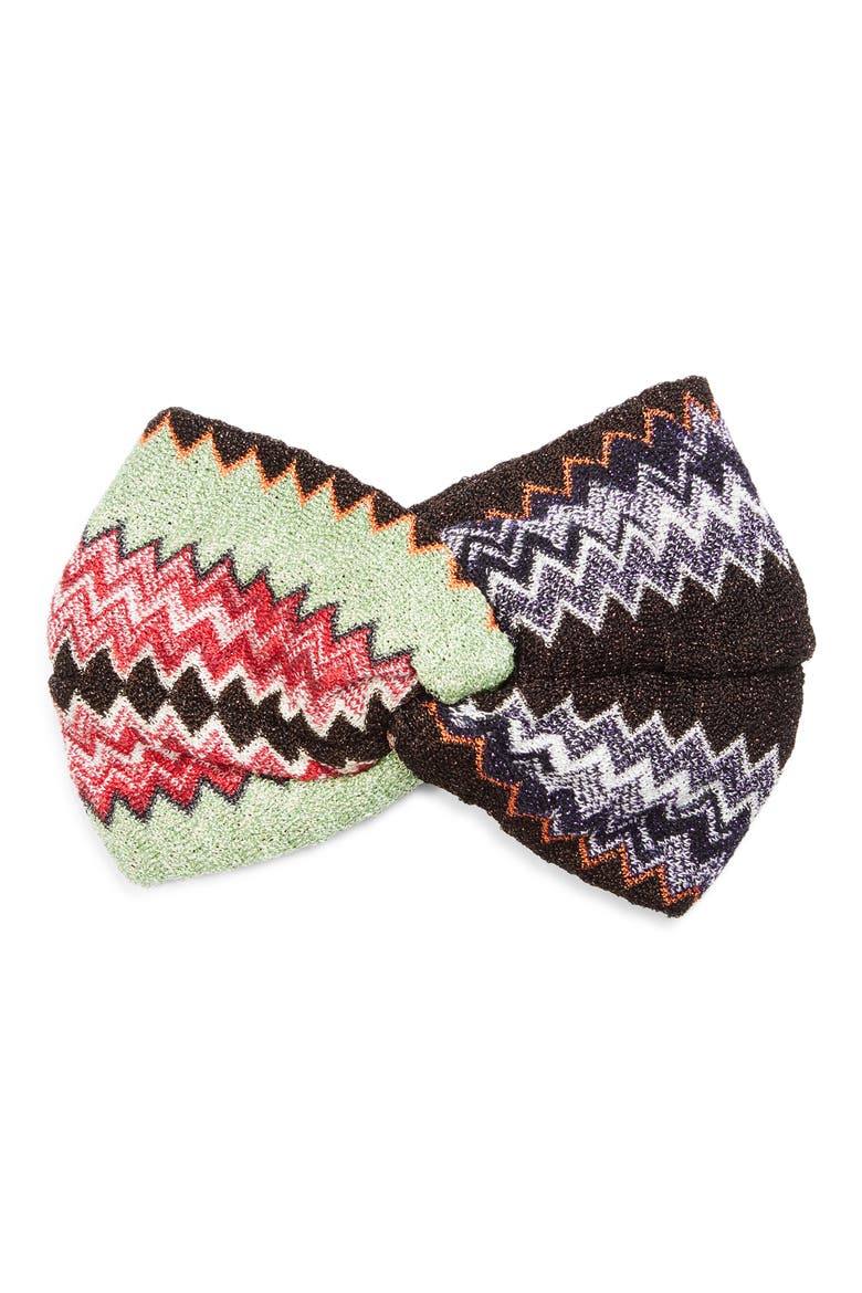 Knotted Zigzag Wool Blend Headband, Main, color, BLACK MULTI