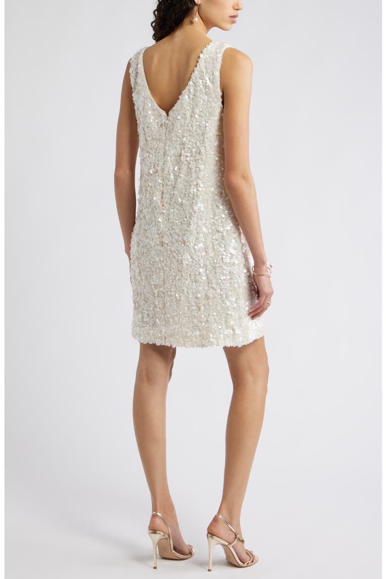 Sequin V-Neck Shift Minidress, Alternate, color, IVORY SEQUIN