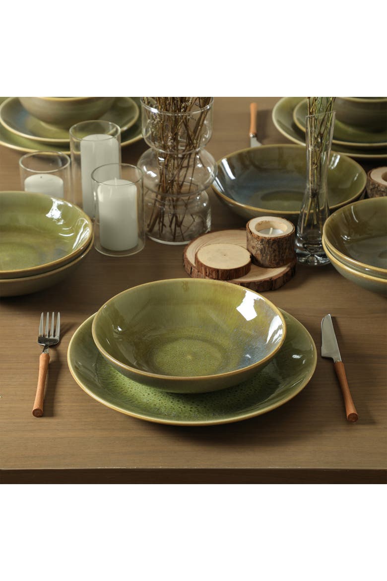 Riley 4-Piece Pasta Bowl Set Stoneware, Service for 4, Alternate, color, Green and Blue