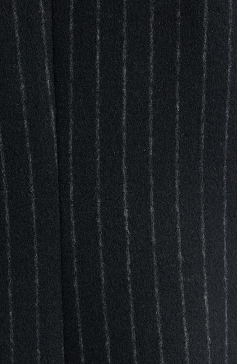 London Fog Heritage Pinstripe Double Breasted Coat, Alternate, color, Black Pinstripe