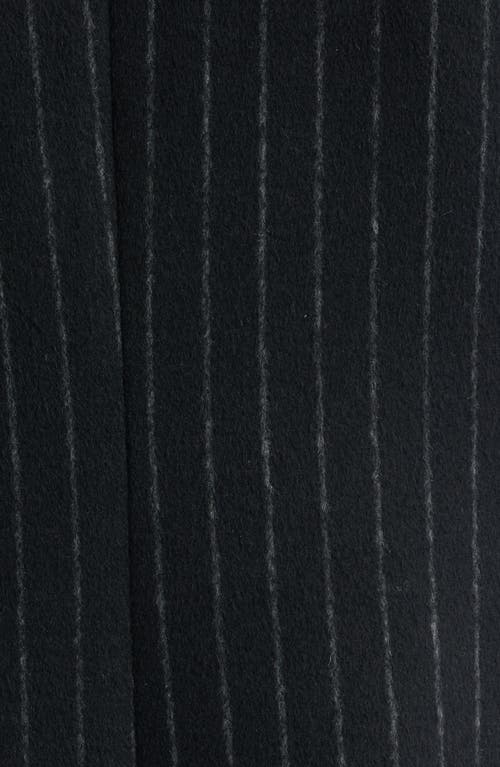 London Fog Heritage Pinstripe Double Breasted Coat In Black