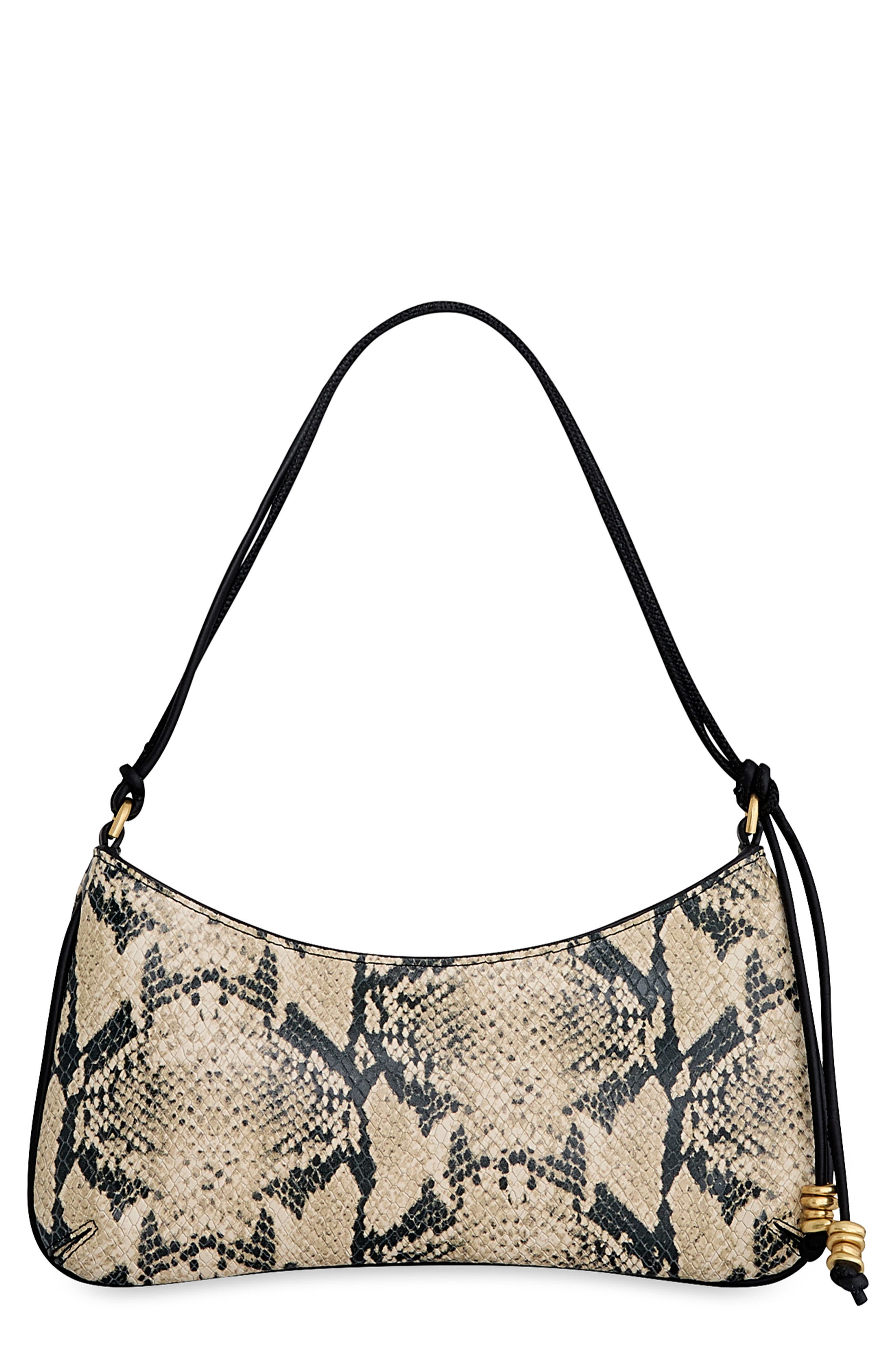 Reina Snake Embossed Leather Shoulder Bag, Main, color, ORO SNAKE