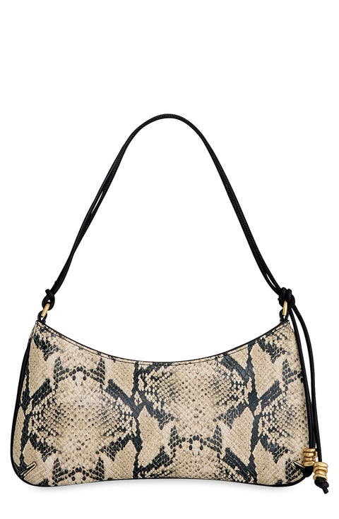 Reina Snake Embossed Leather Shoulder Bag