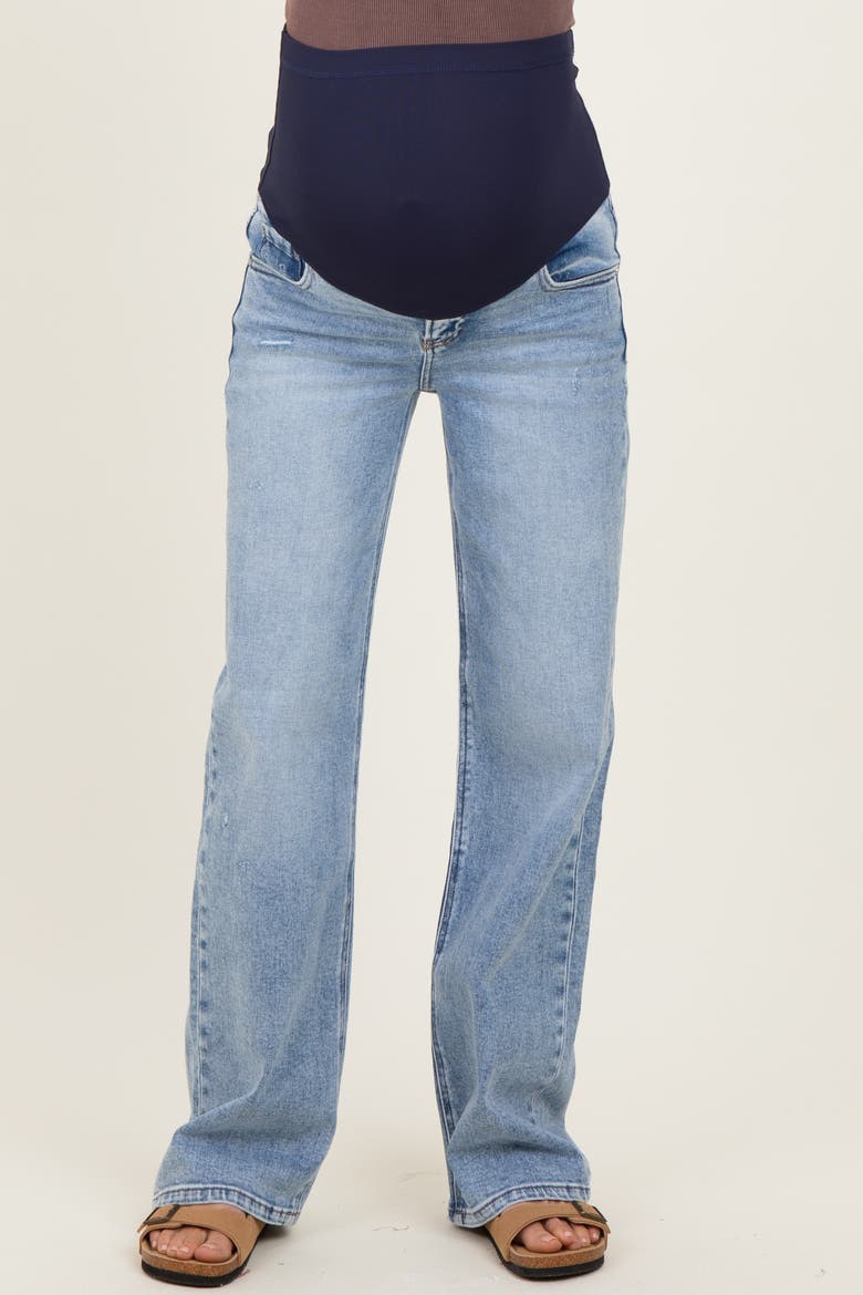 Lightly Distressed Maternity Wide Leg Jeans, Alternate, color, Blue