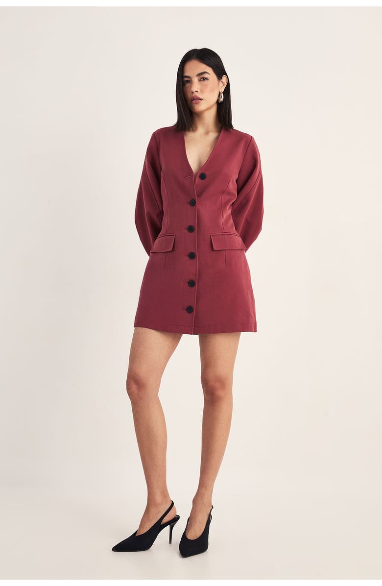 NASTY GAL Button Through Mini Blazer Dress, Alternate, color, Tobacco