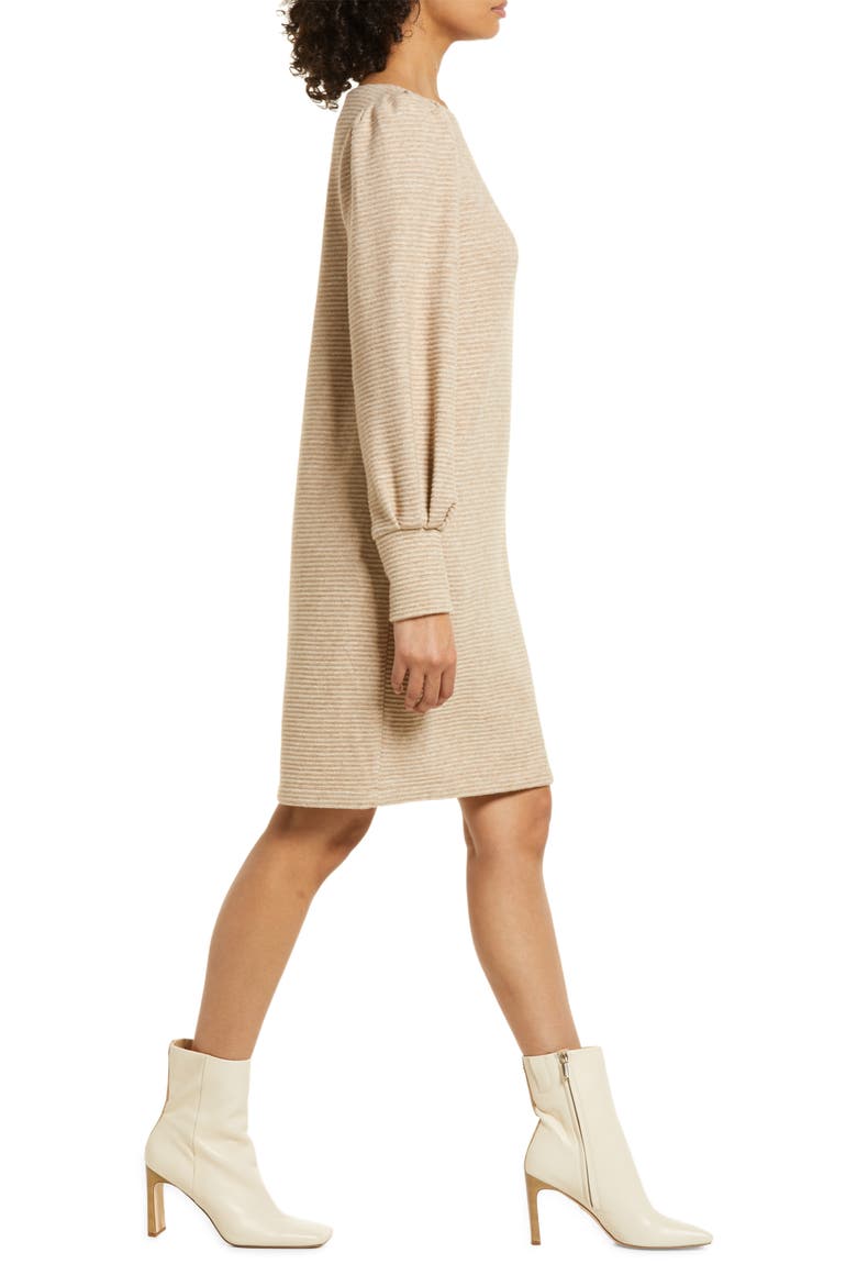 PUFF SLEEVE SWEATER DRESS, Alternate, color, OATMEAL