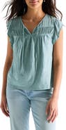 Lucky Brand Split Neck Cotton Top