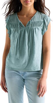 Lucky Brand Split Neck Cotton Top