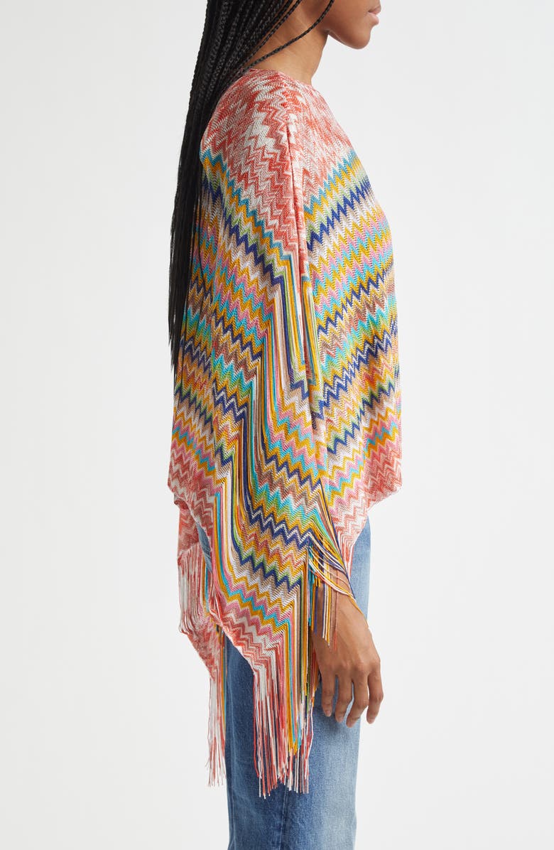 Missoni Metallic Zigzag Knit Poncho, Alternate, color,
